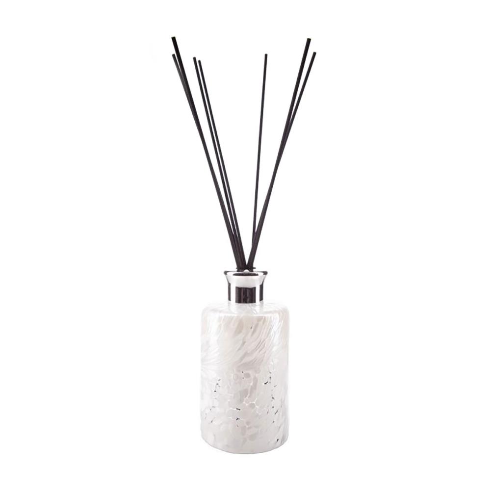 Amelia Art Glass White Iridescent Iridescence Tall Cylinder Reed Diffuser £18.89